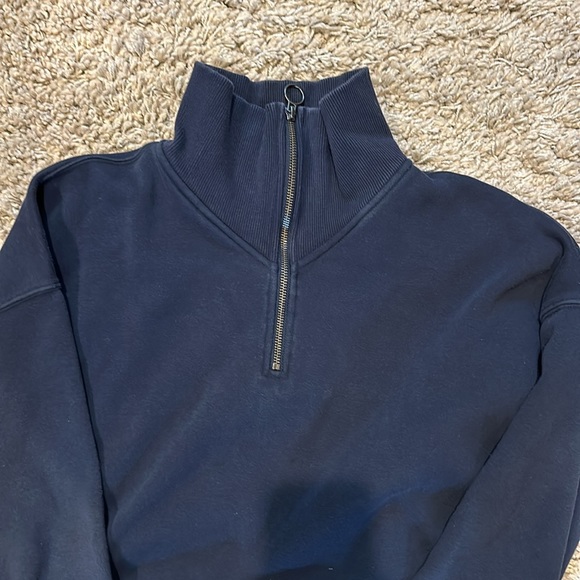 Athleta fleece lined quarter zip in navy size small - Picture 2 of 4
